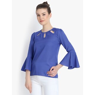 Best Women Purys Women Blue Printed Basic Top 2025 at ShopCircuit | ONDC