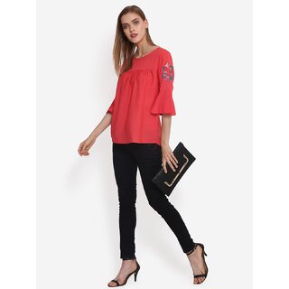 Best Women Purys Women Pink Solid Regular Top 2025 at ShopCircuit | ONDC