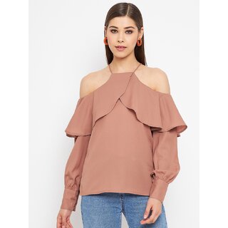                       PURYS Women Pink Solid Basic Top                                              