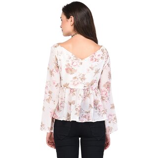 Stylish Women Purys Women White Floral Regular Top 2025 at ShopCircuit | ONDC