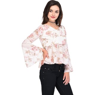 Stylish Women Purys Women White Floral Regular Top 2025 at ShopCircuit | ONDC