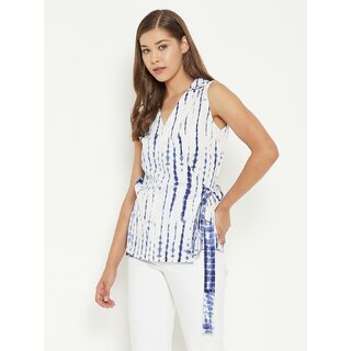 Modern Women PURYS Women White Tie-Dye Wrap Top 2025 at ShopCircuit | ONDC