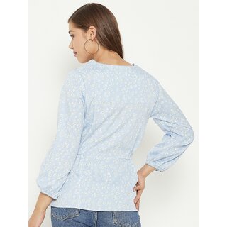 Luxurious Women PURYS Women Blue Printed Regular Top 2025 at ShopCircuit | ONDC