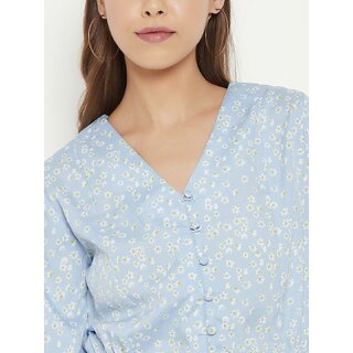 Luxurious Women PURYS Women Blue Printed Regular Top 2025 at ShopCircuit | ONDC