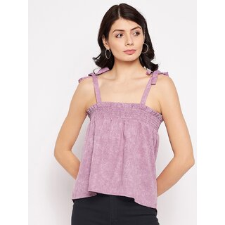                       PURYS Women Purple Solid Basic Top                                              