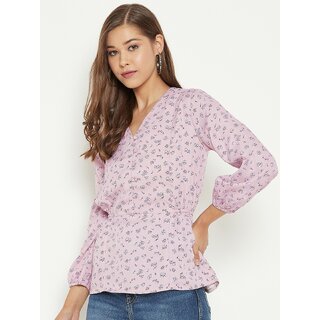 Top Women PURYS Women Pink Printed Regular Top 2025 at ShopCircuit | ONDC