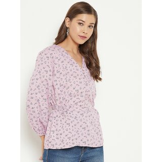 Top Women PURYS Women Pink Printed Regular Top 2025 at ShopCircuit | ONDC