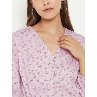 Top Women PURYS Women Pink Printed Regular Top 2025 at ShopCircuit | ONDC