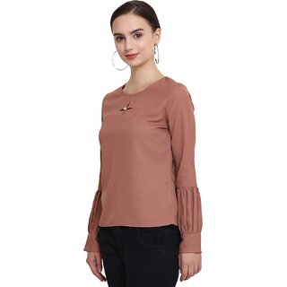 Chic Women Purys Women Brown Solid Regular Top 2025 at ShopCircuit | ONDC