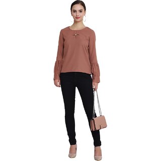 Chic Women Purys Women Brown Solid Regular Top 2025 at ShopCircuit | ONDC