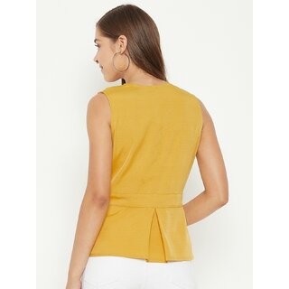 Affordable Women PURYS Women Yellow Solid Wrap Top 2025 at ShopCircuit | ONDC