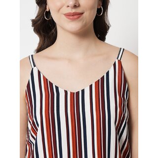 Stylish Women PURYS Women White Striped Regular Top 2025 at ShopCircuit | ONDC