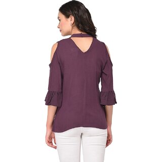 Premium Women Purys Women Purple Solid Regular Top 2025 at ShopCircuit | ONDC