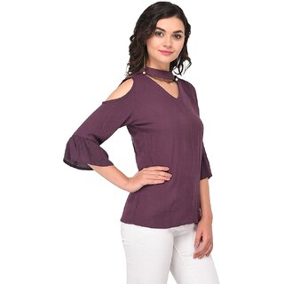 Premium Women Purys Women Purple Solid Regular Top 2025 at ShopCircuit | ONDC