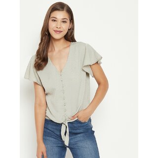 Latest Women PURYS Women Grey Striped Regular Top 2025 at ShopCircuit | ONDC