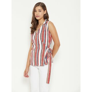 New Women PURYS Women White Tie-Dye Wrap Top 2025 at ShopCircuit | ONDC