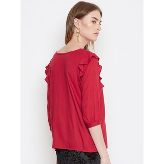 Exclusive Women Purys Women Maroon Solid Regular Top 2025 at ShopCircuit | ONDC