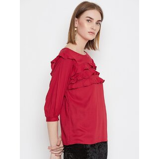 Exclusive Women Purys Women Maroon Solid Regular Top 2025 at ShopCircuit | ONDC