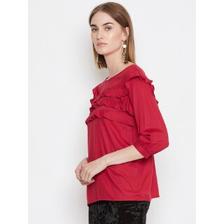 Exclusive Women Purys Women Maroon Solid Regular Top 2025 at ShopCircuit | ONDC