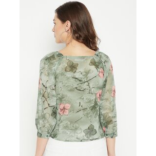 Luxurious Women PURYS Women Green Printed Basic Top 2025 at ShopCircuit | ONDC
