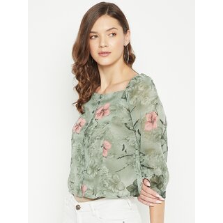 Luxurious Women PURYS Women Green Printed Basic Top 2025 at ShopCircuit | ONDC