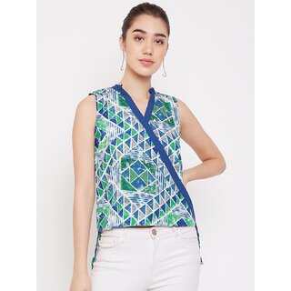                       Purys Women Multicolor Geometric Wrap Top                                              