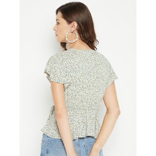 Premium Women PURYS Women Green Printed Wrap Top 2025 at ShopCircuit | ONDC