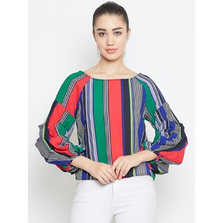                       Purys Women Multicolor Striped Regular Top                                              