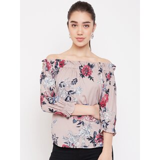 Latest Women Purys Women Brown Floral Off Shoulder Top 2025 at ShopCircuit | ONDC