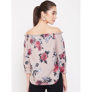 Latest Women Purys Women Brown Floral Off Shoulder Top 2025 at ShopCircuit | ONDC