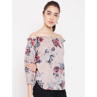 Latest Women Purys Women Brown Floral Off Shoulder Top 2025 at ShopCircuit | ONDC