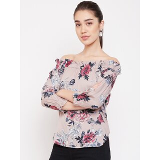 Latest Women Purys Women Brown Floral Off Shoulder Top 2025 at ShopCircuit | ONDC