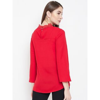 Elegant Women Purys Women Red Solid Regular Top 2025 at ShopCircuit | ONDC