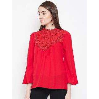 Elegant Women Purys Women Red Solid Regular Top 2025 at ShopCircuit | ONDC
