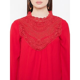 Elegant Women Purys Women Red Solid Regular Top 2025 at ShopCircuit | ONDC