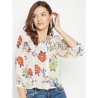 Top Women PURYS Women White Printed Basic Top 2025 at ShopCircuit | ONDC
