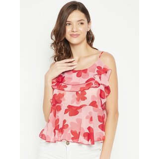 Stylish Women PURYS Women Pink Floral Regular Top 2025 at ShopCircuit | ONDC