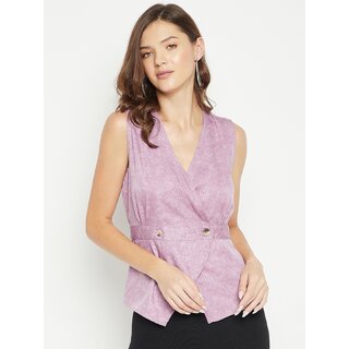 PURYS Women Purple Printed Regular Top