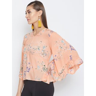 New Women Purys Women Orange Floral Regular Top 2025 at ShopCircuit | ONDC