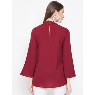 Best Women Purys Women Maroon Solid Regular Top 2025 at ShopCircuit | ONDC