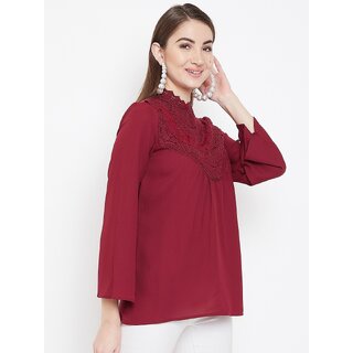 Best Women Purys Women Maroon Solid Regular Top 2025 at ShopCircuit | ONDC