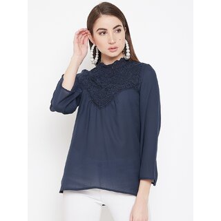 Exclusive Women Purys Women Blue Solid Regular Top 2025 at ShopCircuit | ONDC