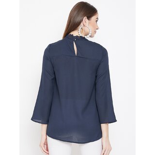 Exclusive Women Purys Women Blue Solid Regular Top 2025 at ShopCircuit | ONDC