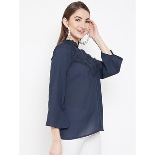 Exclusive Women Purys Women Blue Solid Regular Top 2025 at ShopCircuit | ONDC