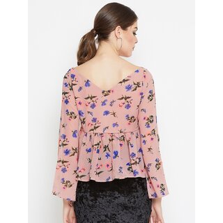 Latest Women Purys Women Pink Printed Peplum Top 2025 at ShopCircuit | ONDC
