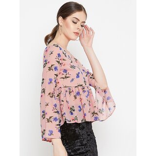 Latest Women Purys Women Pink Printed Peplum Top 2025 at ShopCircuit | ONDC