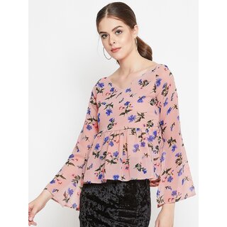 Latest Women Purys Women Pink Printed Peplum Top 2025 at ShopCircuit | ONDC
