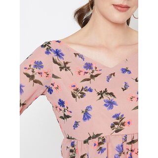 Latest Women Purys Women Pink Printed Peplum Top 2025 at ShopCircuit | ONDC