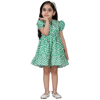                       TINY TWILLS Girl's Western  Knee Length Dress with Short Sleeves                                              