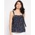 PURYS Women Blue Printed Basic Top